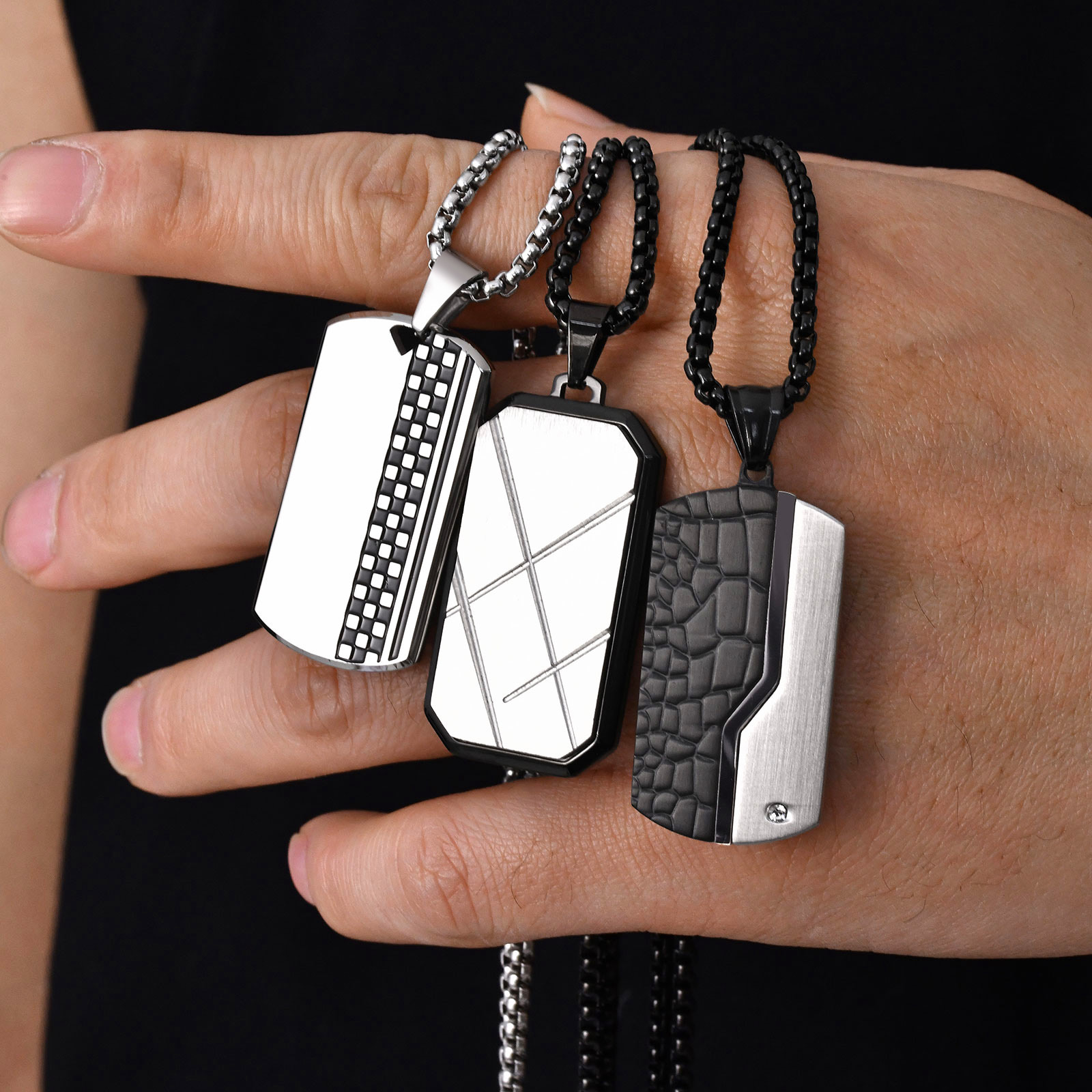 Mens Dog Tag Necklace - Elegante Collar con Colgante para Hombre,