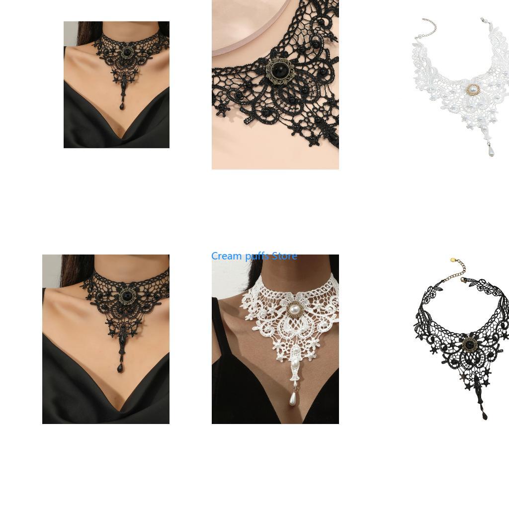 Crystal Choker Necklace - Gargantilla encaje 50LE, gargantillas góticas encaje