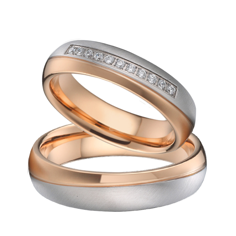 Couple Ring Set - Anillos de boda chapados en oro