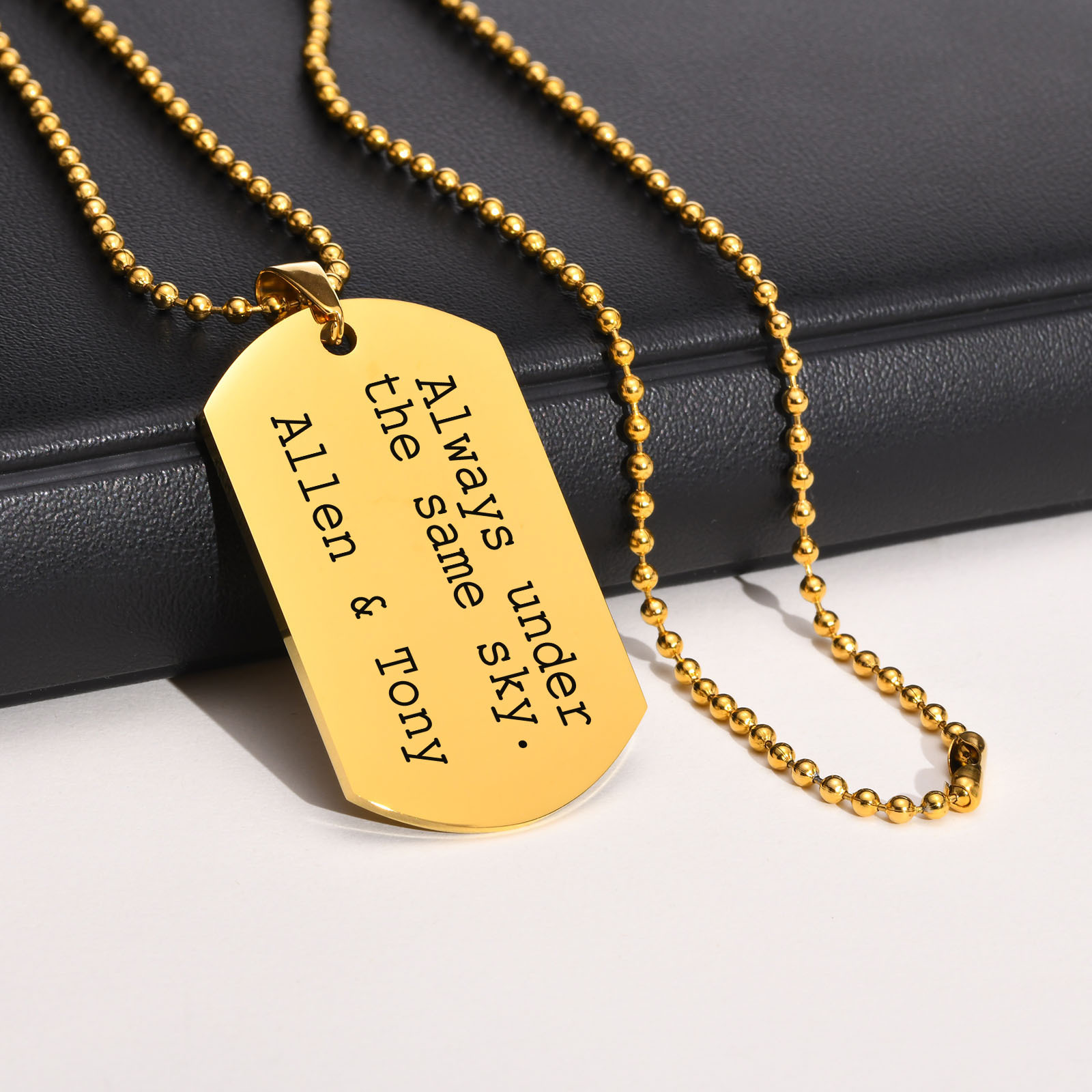 Mens Dog Tag Necklace - Mprainbow-collares con grabado personalizado para hombre,