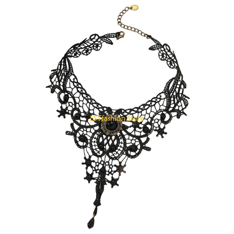 Crystal Choker Necklace - Y5GC Gargantilla encaje, gargantilla gótica encaje,