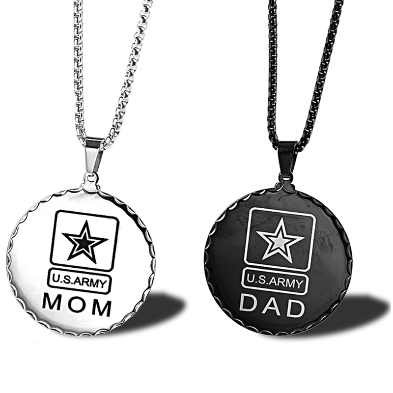 Mens Dog Tag Necklace - RIR-Colgante militar de acero inoxidable para