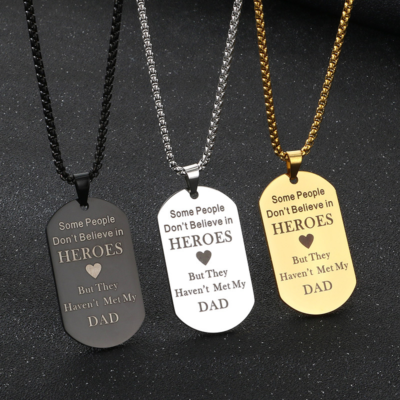 Mens Dog Tag Necklace - Regalo personalizado del Día del Padre
