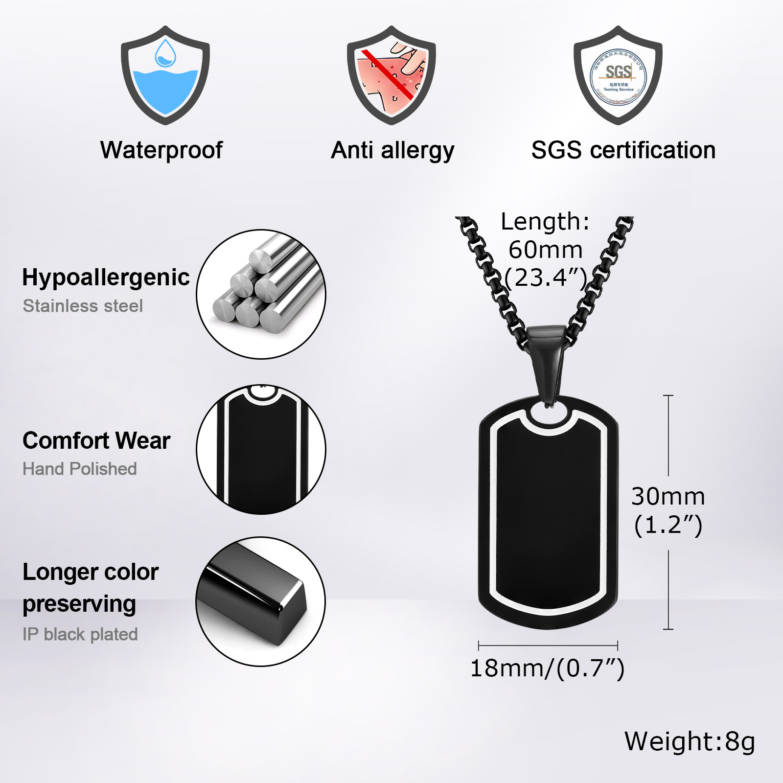 Collares de Etiqueta de perro  - Mens Dog Tag Necklace reseña y precio