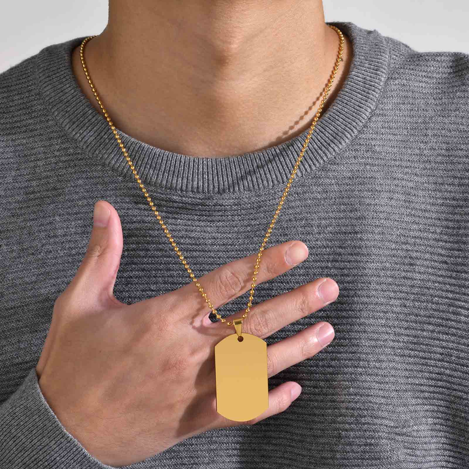Mprainbow-collares con grabado - Mens Dog Tag Necklace reseña y precio