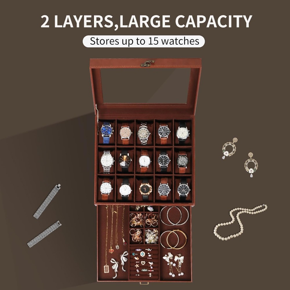 Caja para relojes de 2 niveles - Jewelry Box That Holds Watches reseña y precio